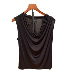 Worthington Womens Black Cowl Neck Goth Sleeveless Blouse Top XL Solid Stretch